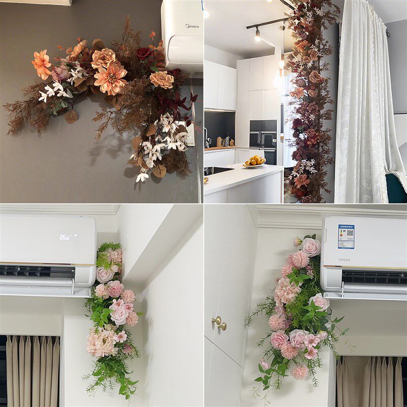空调管道装饰花藤仿真花艺遮丑壁挂缠绕手编植物藤条藤蔓假花挂饰