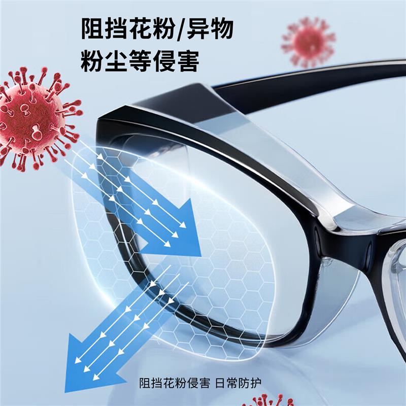 骑行眼镜防风护目镜防灰尘防雾墨镜劳保平镜防花粉术后防护全封闭