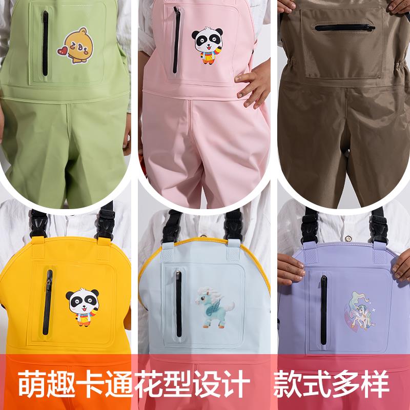 儿童下水裤连体全身防水玩水赶海专用涉水裤雨靴一体男女童玩沙服