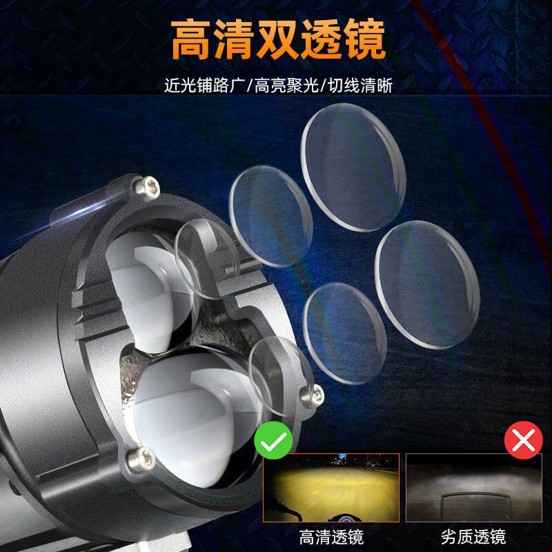 车用led射灯透镜改装激光炮大灯前雾灯强光超亮电动摩托车铺路灯