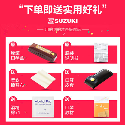 SUZUKI铃木10孔布鲁斯口琴演奏级蓝调十孔C调初学者儿童入门男士