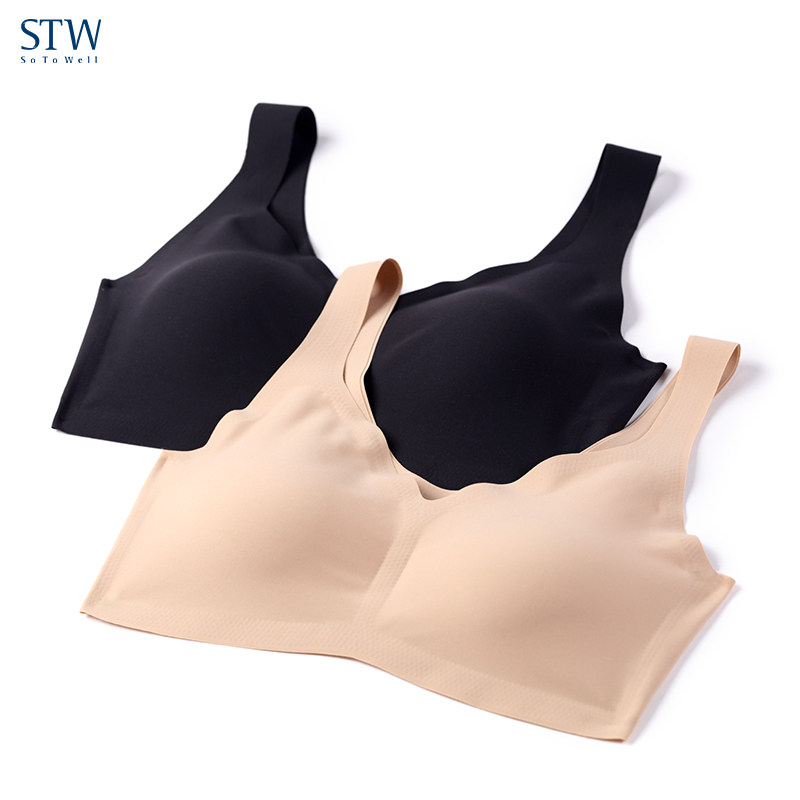 STW少女无痕内衣女无钢圈打底裹胸抹胸式文胸薄款聚拢防走光胸罩