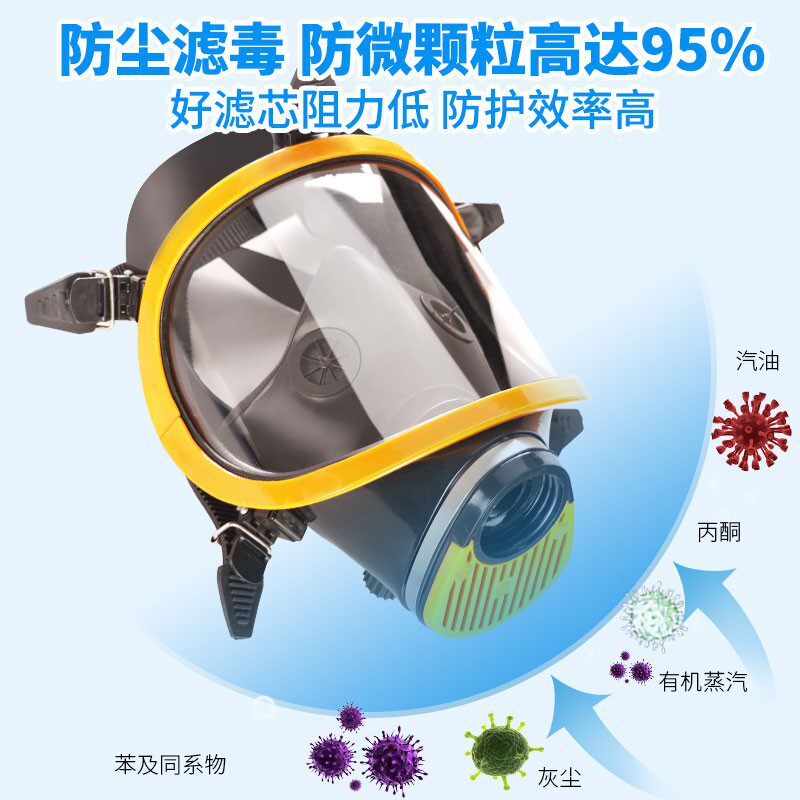 普达防毒面具面罩全脸防护防尘化工气体粉尘喷漆部队军全面俱面覃