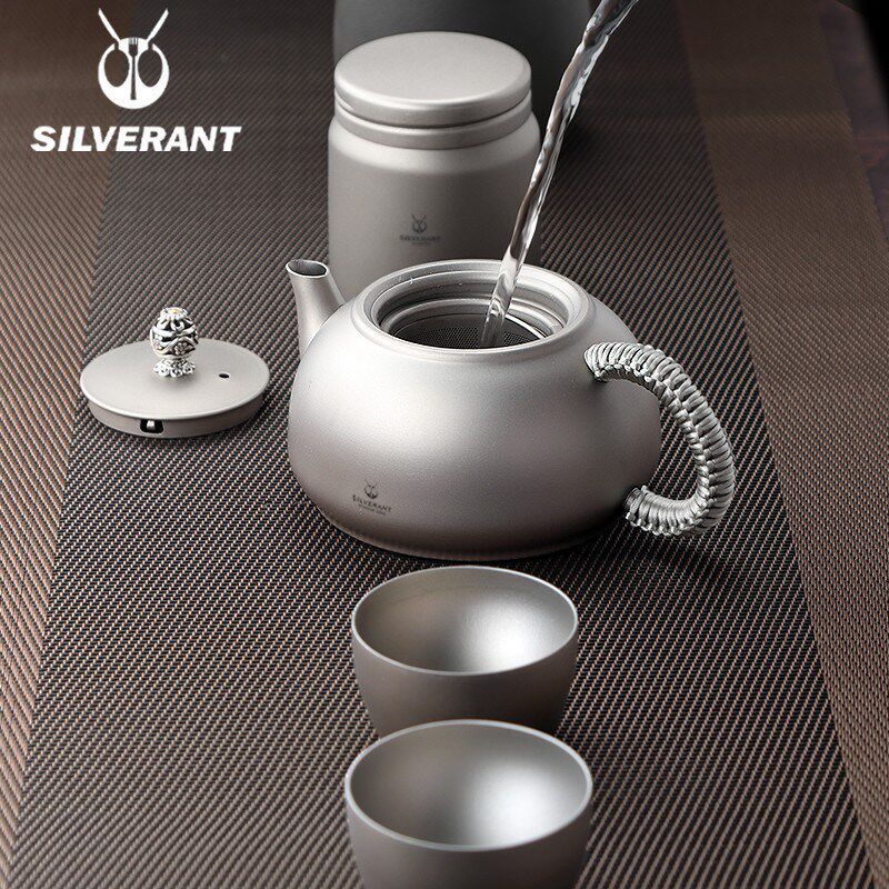 银蚁纯钛西施壶礼品套装高档茶具旅行泡茶功夫钛茶壶家用自带滤网