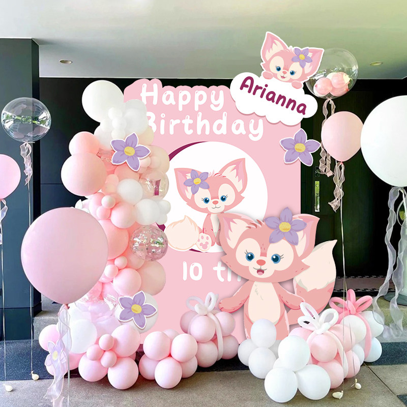 儿童生日气球装饰用品 室内派对背景墙 美乐蒂生日KT板套餐