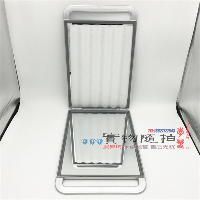 美发后镜子化妆师美容院发廊理发店影楼造型双面折叠化妆镜子银色