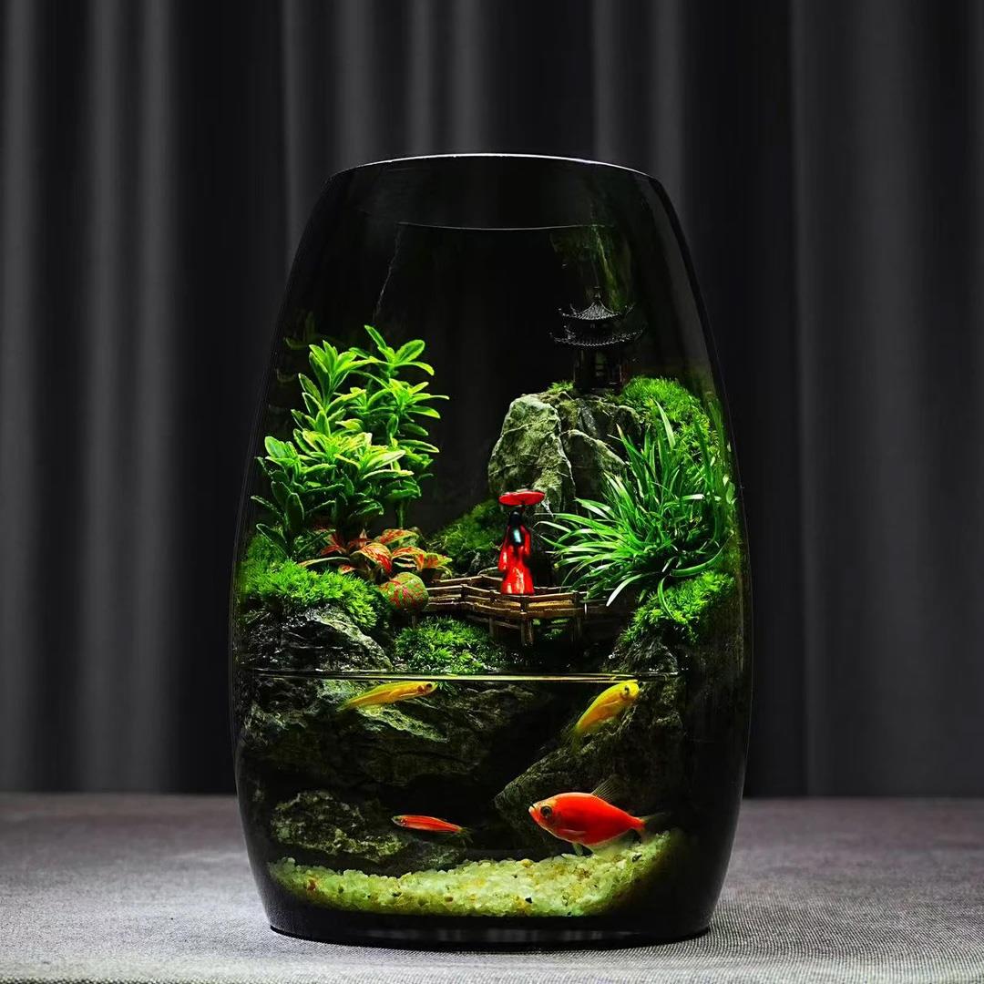 【西湖亭畔】苔藓微景观流水养鱼缸创意桌面生态瓶摆件造景办公室