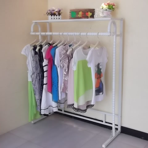 铁艺折叠单杠架服装店男女货架展示架落地式中岛架侧挂摆地摊架子