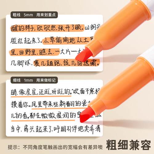 可擦叠色双头荧光笔标记笔小学生专用高颜值记号笔彩色划重点初中
