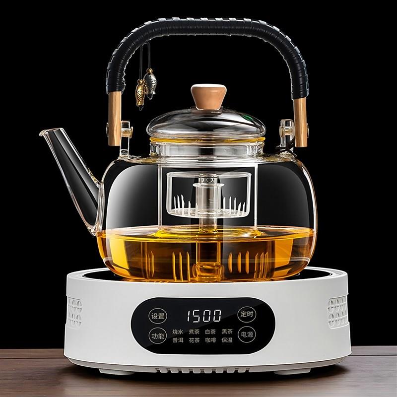 全玻璃煮茶壶蒸煮一体加厚2026新款黑晶炉煮茶器具烧水养生泡茶壶