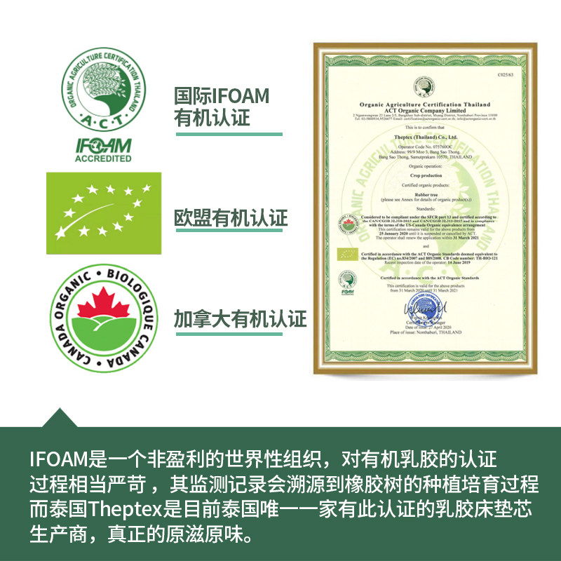 泰国原装进口theptex天然有机乳胶床垫1.8m1.5米席梦思10cm榻榻米