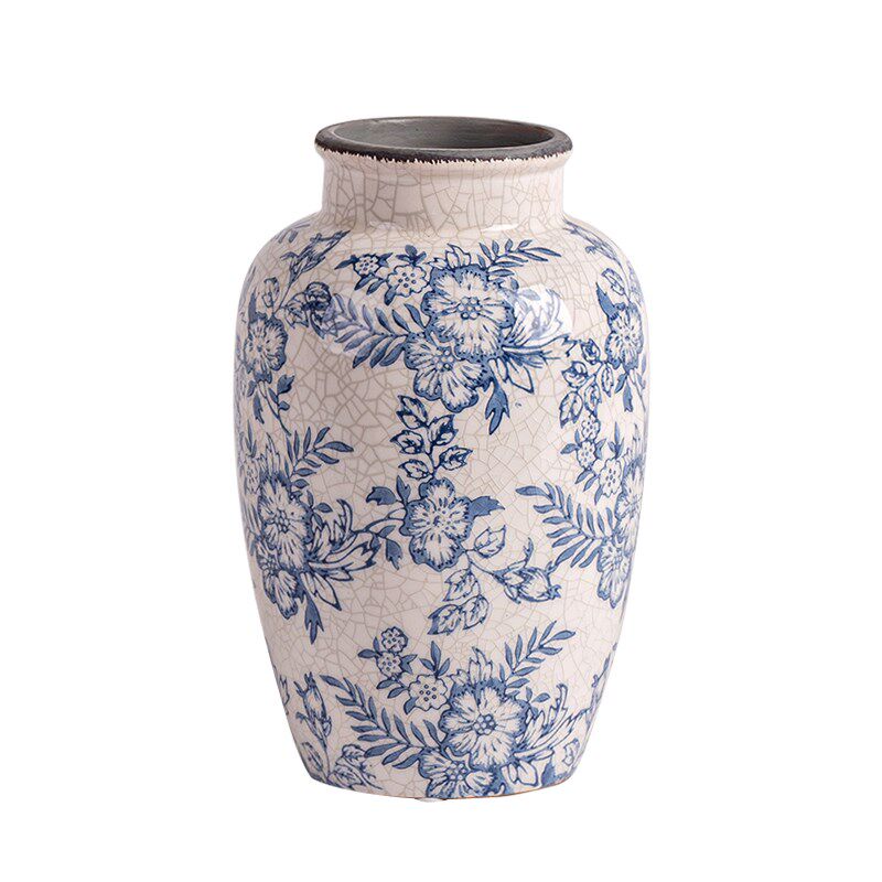 花瓶摆件客厅插花高级感轻奢青花瓷陶瓷桌面中式复古装饰玄关牡丹