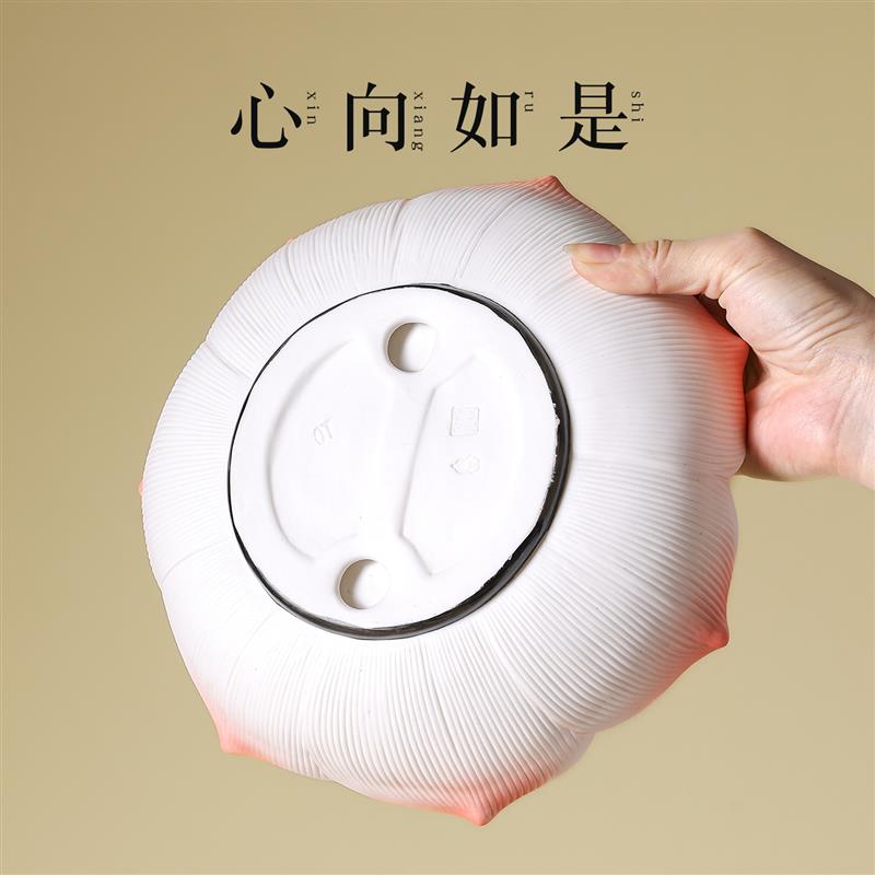 陶瓷供盘供奉观音佛前水果盘家用上供果盘贡品盘平底贡盘莲花果盘