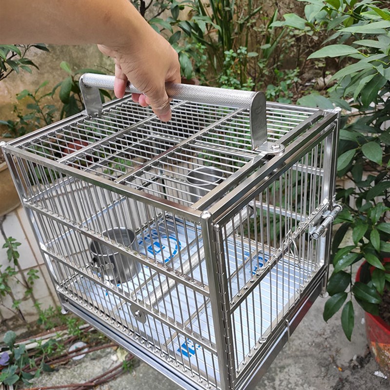 鹦鹉鸟笼外出不锈钢笼子洗澡神器玄凤小号专用鹦鹉笼方形外带大号