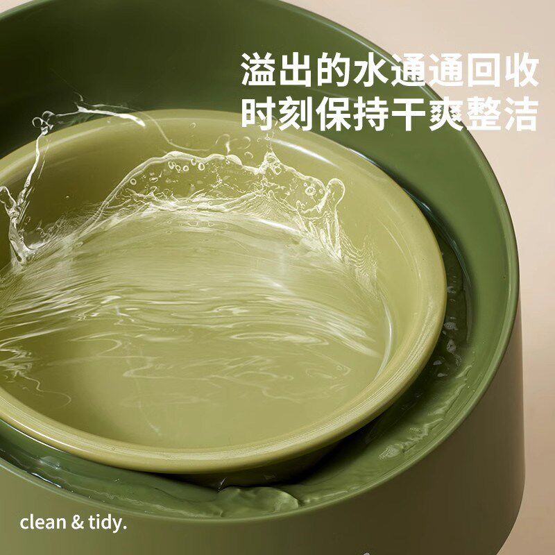 月饼喵丨麻薯陶瓷猫碗高脚护颈宠物可调节升降高度猫咪喝水喂粮碗