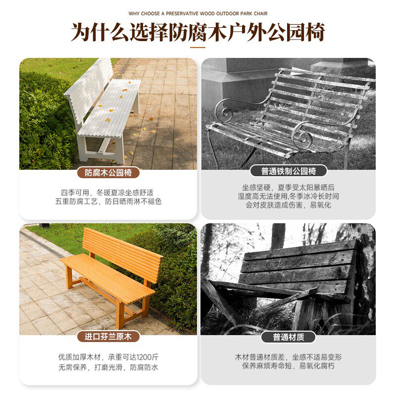 阳台芬兰木休息长条椅子不怕水复古做旧休闲靠背带扶手木质可坐凳