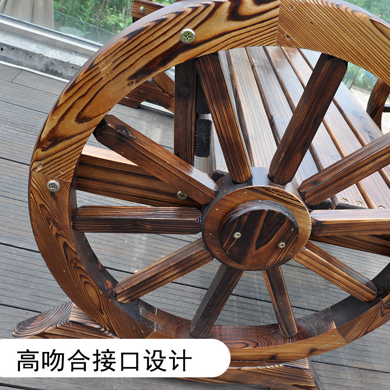 户外桌椅庭院阳台防腐实木桌椅组合室外露天防水复古车轮桌椅创意