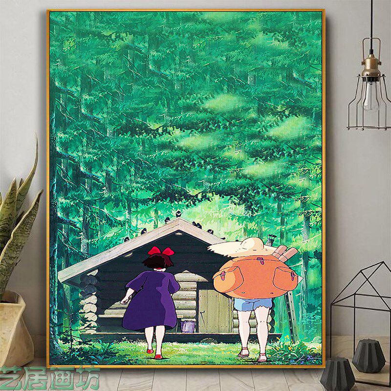 宫崎骏魔女急宅便装饰画儿童房餐厅卡通挂画咖啡厅电影院动漫壁画