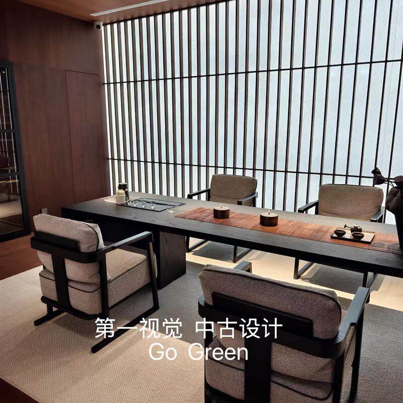 意式极简实木茶台设计师款茶桌家用客厅别墅高端茶台办公泡茶楼