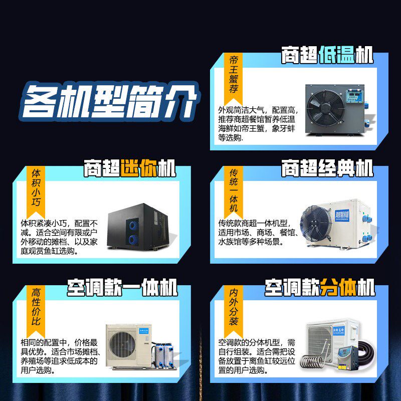 渔愉志冷 海鲜鱼池鱼缸冷水机恒温一拖二制冷机冷暖水产养殖商用