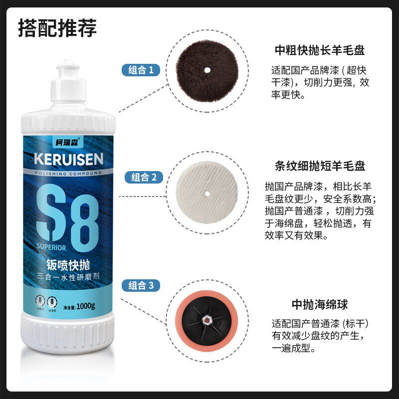 汽车漆面三合一水性抛光蜡砂纸痕重度画 划痕钣喷专用研磨剂抛光