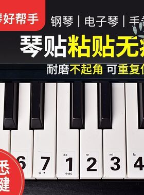 音符数字贴电子琴36键键盘贴钢琴音标贴88键简谱贴琴键贴61键贴纸