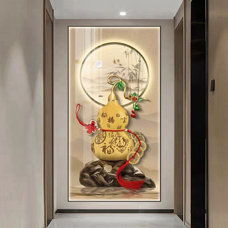 发光灯画入户玄关装饰画楼道壁画2024新款正对门墙挂画五福风水画