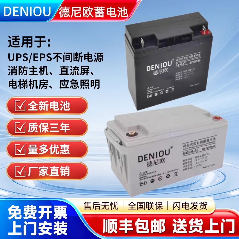 德尼欧蓄电池6GFM-17 NP12V12AH17A20A33A38A55AH消防36V应急电源图片