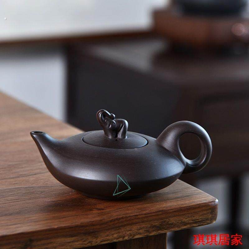 直接对嘴一人喝小茶壶手拿把壶迷你品茗紫砂功夫西施茶具单人家用