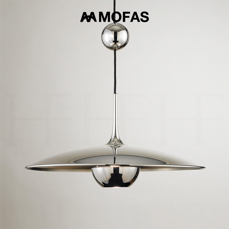 MOFAS现代北欧简约创意可调节餐厅餐桌吧台设计师样板房铬色吊灯