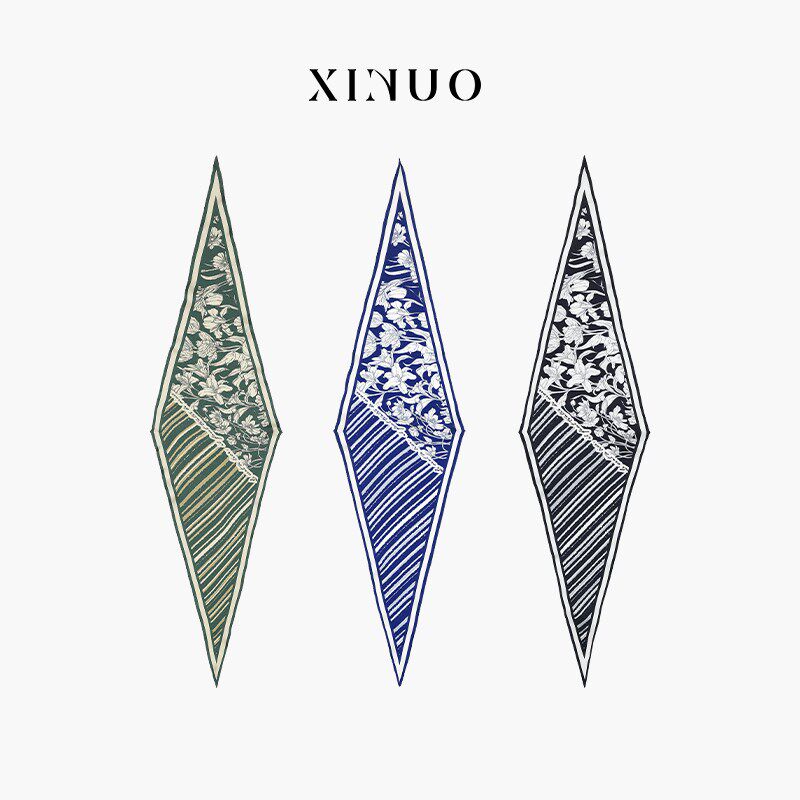 XINUO 风过之处 真丝丝巾女2024新款高级感 复古桑蚕丝菱形巾秋季