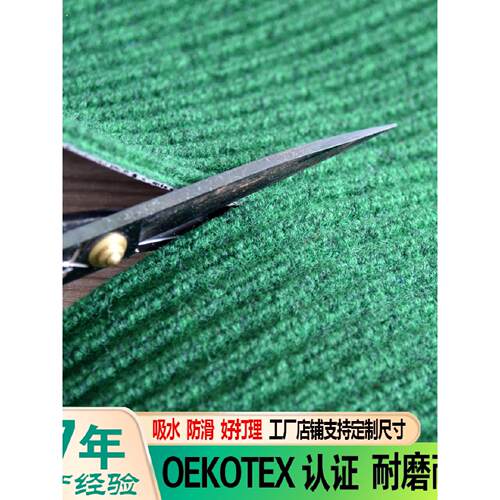 可裁剪绿色条纹地毯入户进门垫门口除尘脚垫厨房吸水防滑地垫定制