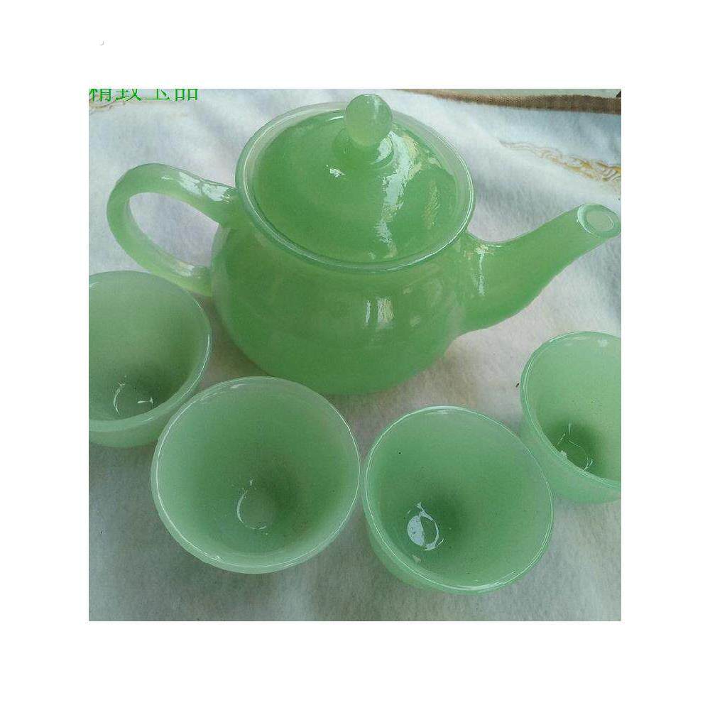 阿富汗岫玉茶水壶玉石茶具功夫茶壶中式碧绿色新款摆件养生玉水壶