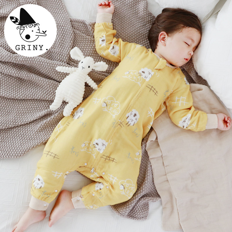 Griny【羽柔感】婴儿睡袋春秋薄款宝宝竹棉纱布四季通用冬防踢被