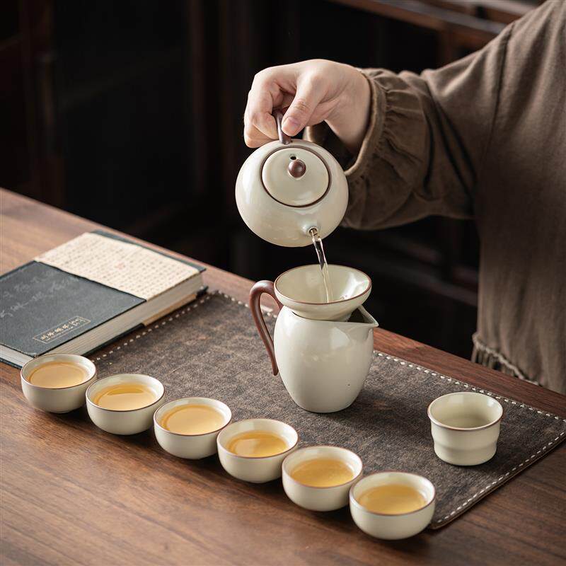 米黄汝窑功夫茶具套装2026新款家用高档泡茶茶壶茶杯整套礼盒装
