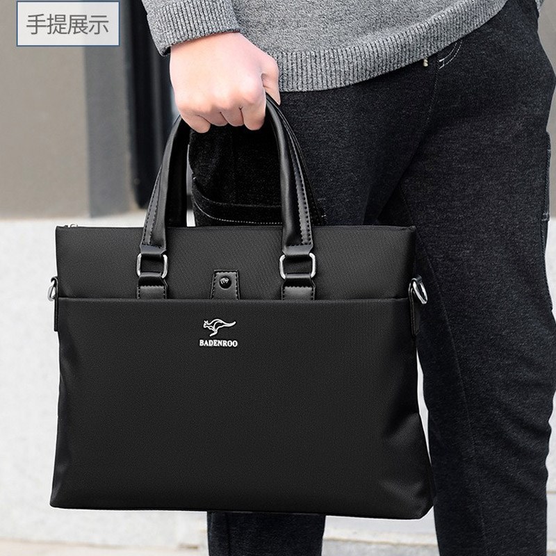 商务办公男包单肩休闲通勤A4文件包14寸电脑会议包手提公文包印字