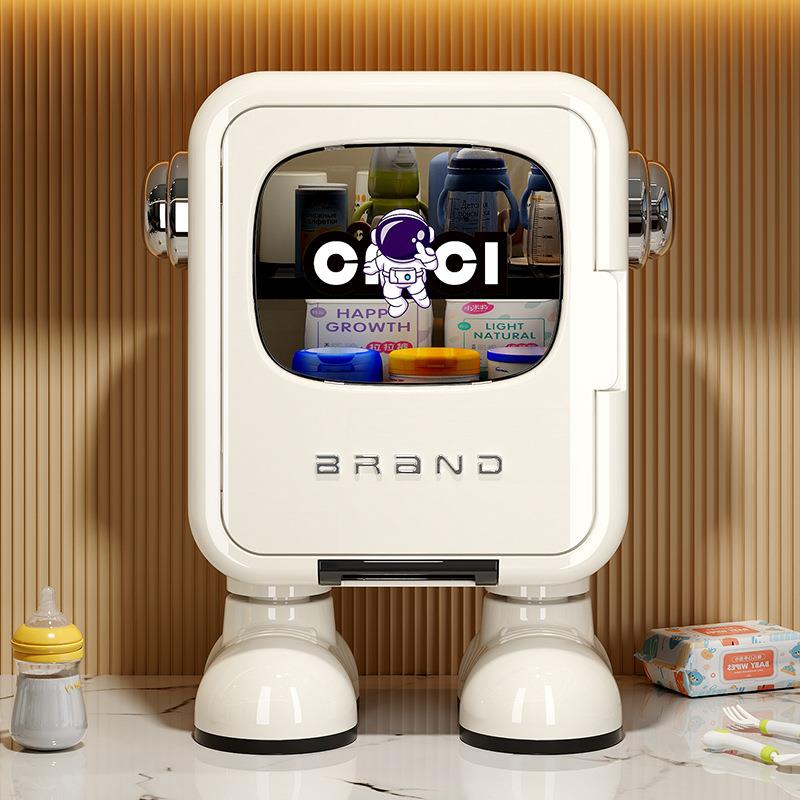 创意桌面收纳盒双层沥水架多功能化妆品奶瓶杯子带盖子防尘置物柜