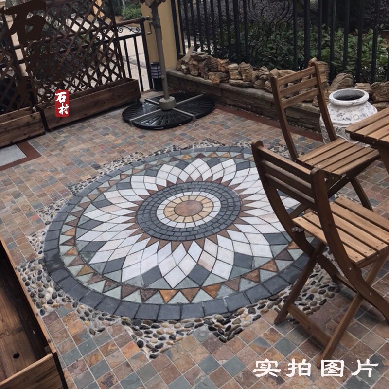 花园地砖庭院砖 别墅室外户外花砖仿古砖 天然马赛克地面石材拼花