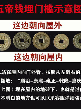 过门石下压的真品五帝钱门对门槛专用六帝纯铜钱古币随身葫芦挂件