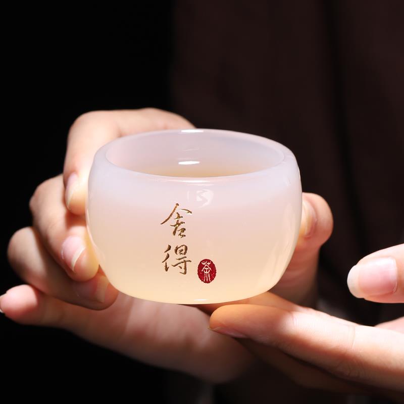 精品琉璃主人杯高端玉瓷茶杯个人专用品茗杯功夫茶具手工建盏礼盒