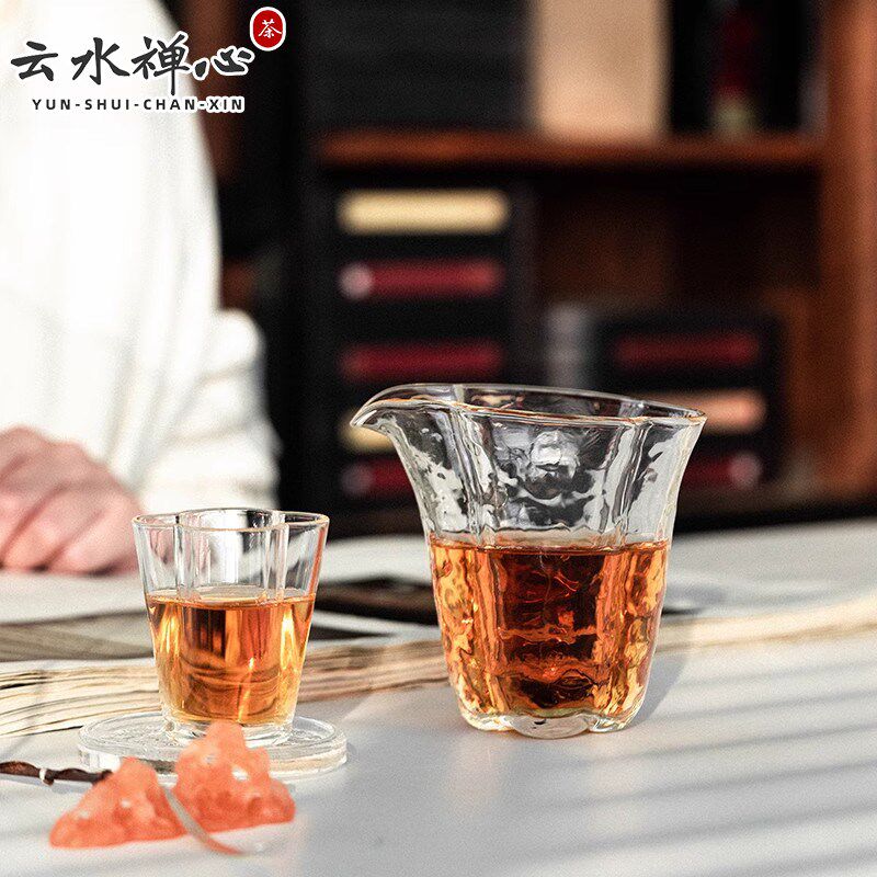 2026新款海棠冰晶公道杯分茶器茶海功夫茶具耐热玻璃手工简约公杯