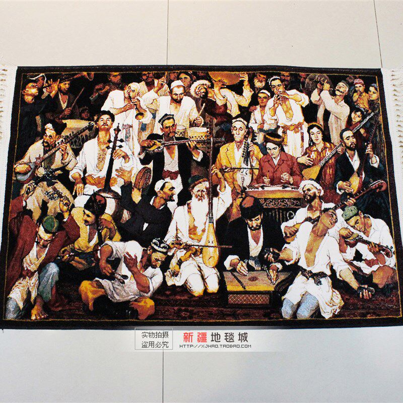 新疆民族艺术挂毯装饰画十二木卡姆人物客厅餐厅壁挂壁毯壁画背景