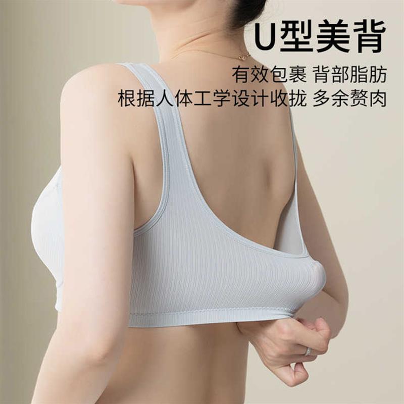 妈妈夏季冰丝无痕内衣女无扣套头文胸中老年人大码背心式胸罩薄款