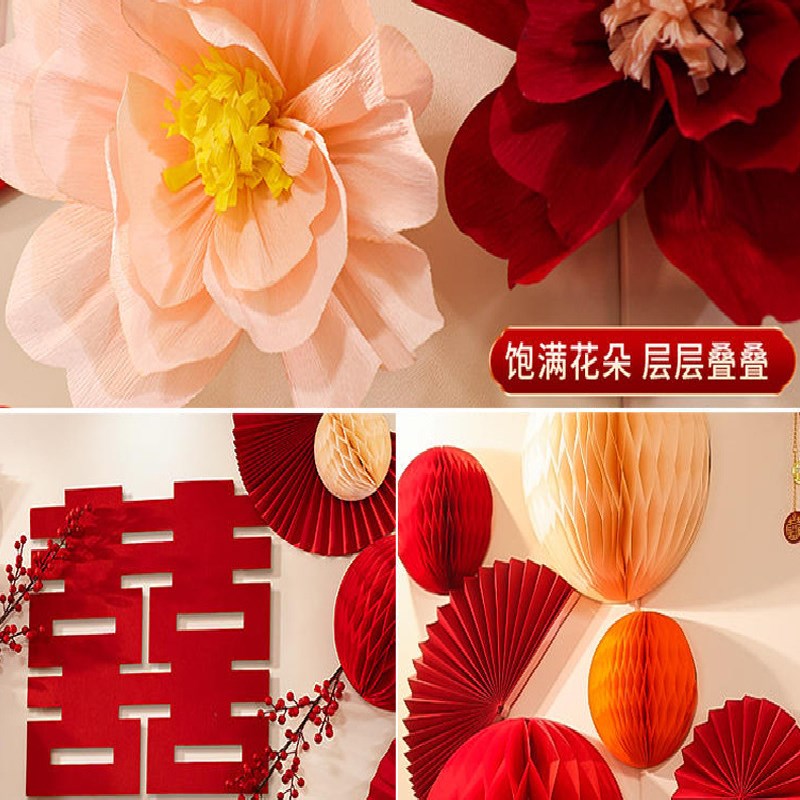 婚房布置绢花结婚红色喜庆新房床头装饰彷真玫瑰花藤长条藤蔓摆花