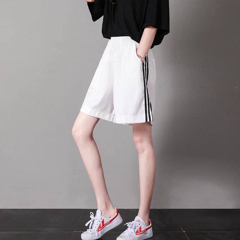 高腰运动短裤女夏韩版新款宽松中裤学生阔腿五分bf原宿风休闲热裤