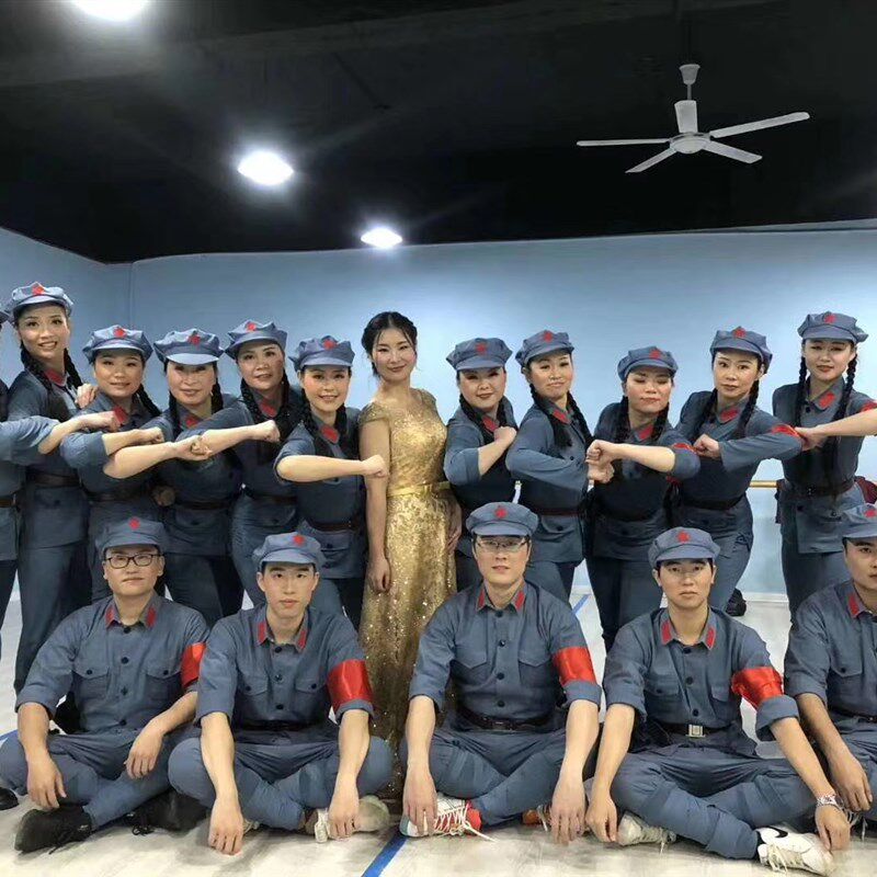 红军演出服弹力男女红星闪闪红色娘子军十送八路军长征舞蹈服装