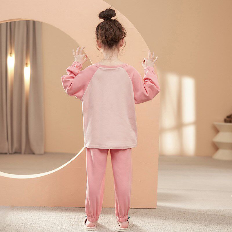 春秋款卡通可爱长袖儿童睡衣女童2024新款纯棉家居服两件套装春季