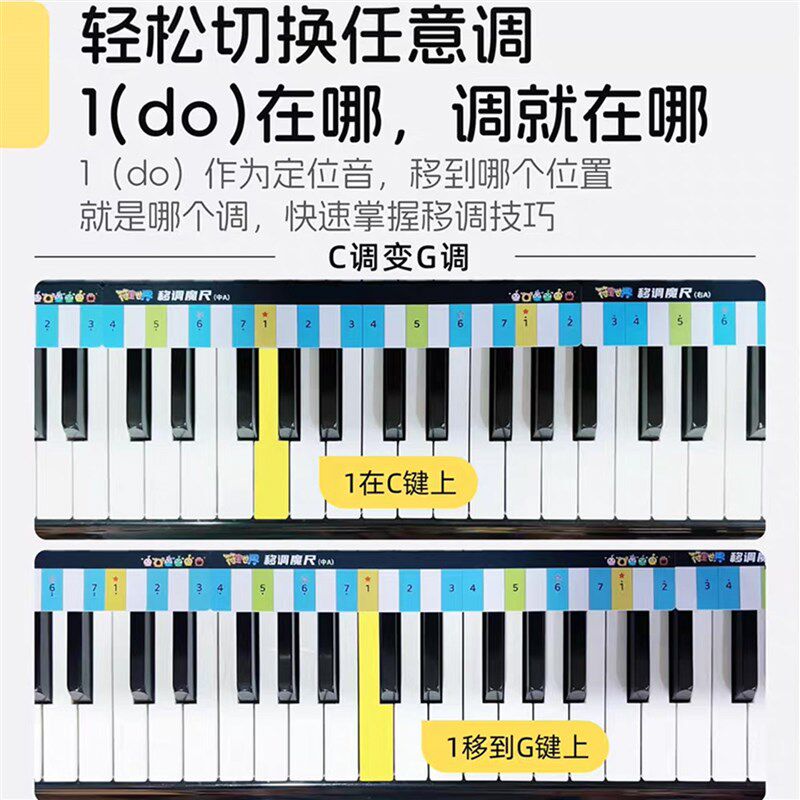 88键钢琴移调变调魔尺电钢电子琴升降音阶键盘移调神器键盘贴纸