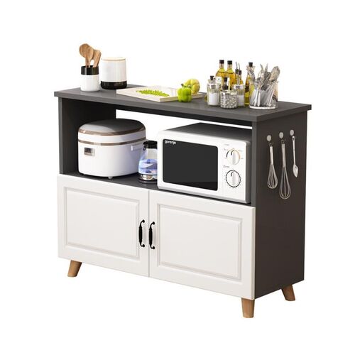 厨房置物架落地微波炉烤箱储物柜切菜桌橱柜餐边柜家用阳台收纳柜 - 封面