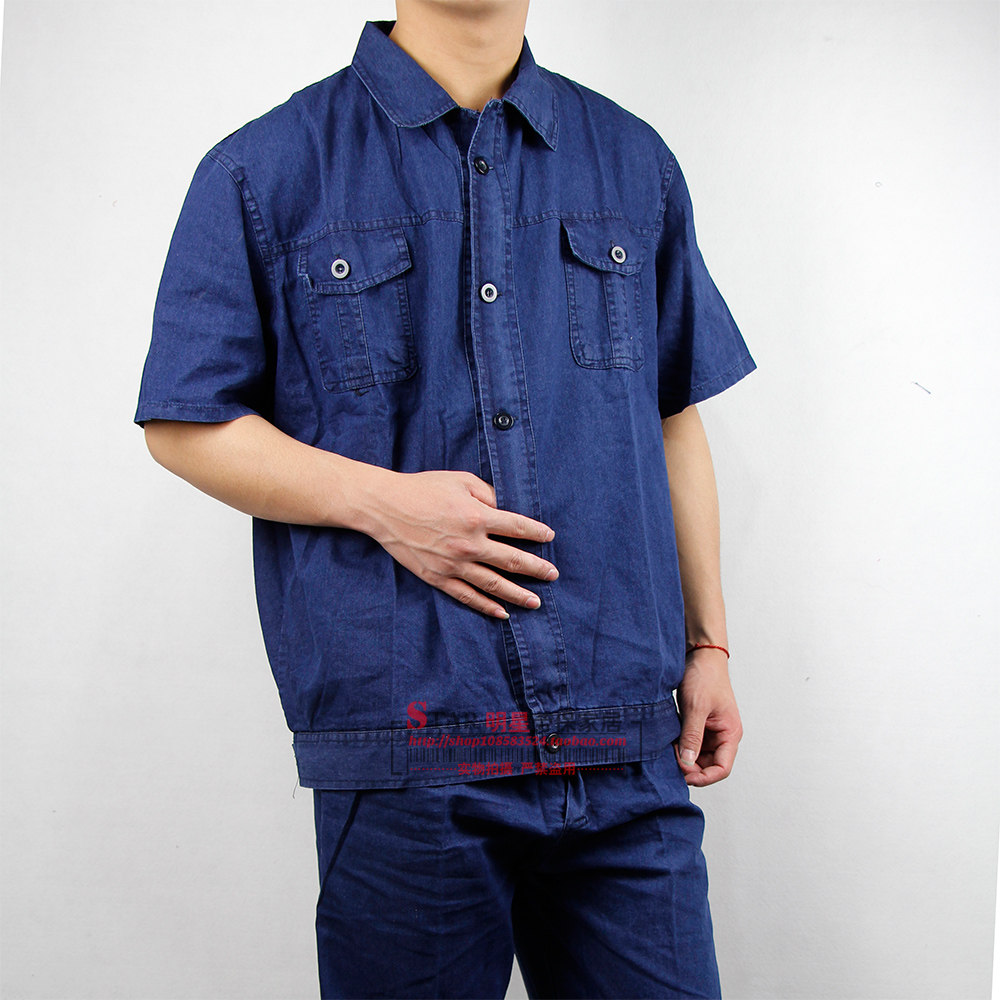 长短袖工作服夏季薄款纯棉牛仔工作服套装男女汽修电焊工作服包邮